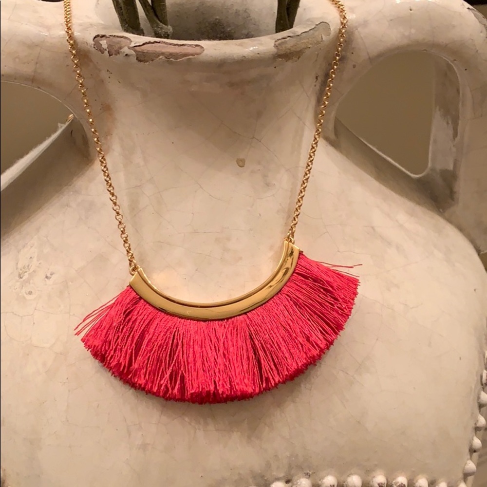 Stella and Dot pink fringe necklace